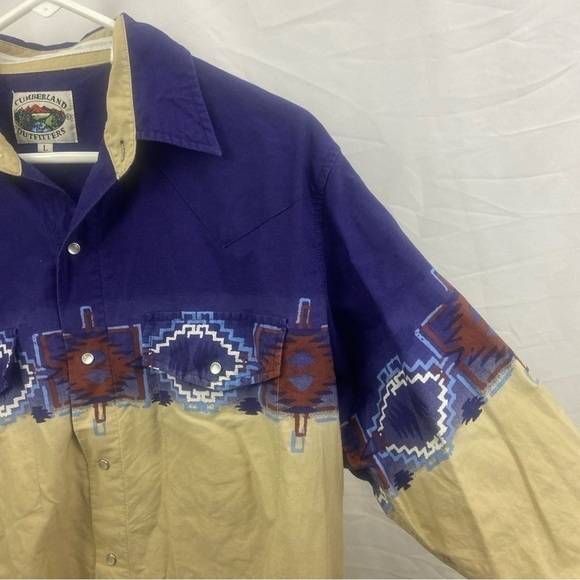 Cumberland Outfitters Unique Pearl Snap Western Shirt Aztec Men's Size LARGE - Picture 5 of 11